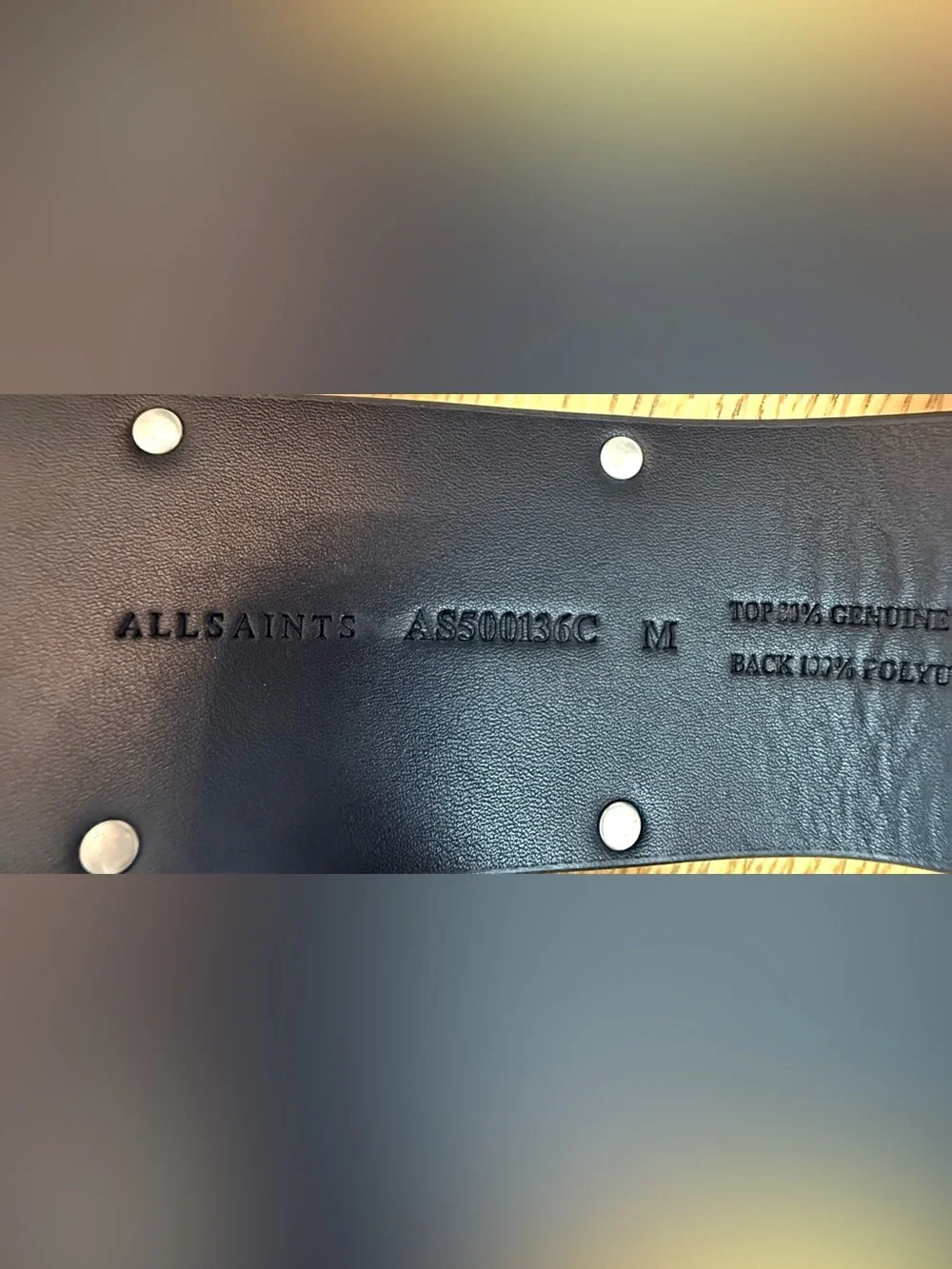 AllSaints Black Genuine Leather / Elastic Belt Silver Buckle Studded NWT